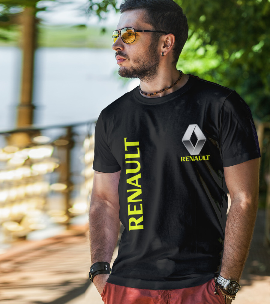 Renault Silver Diamond Logo Black T-Shirt