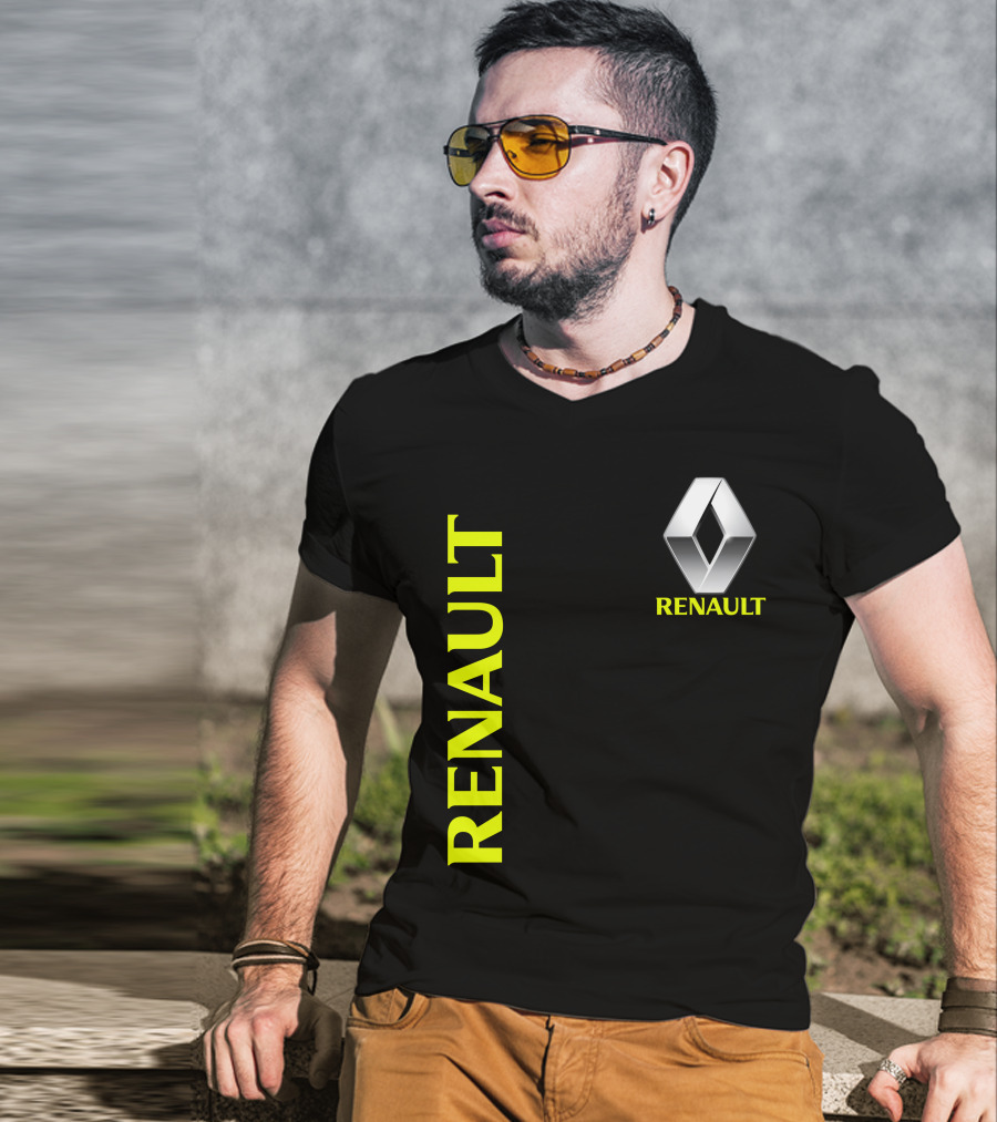 Renault Silver Diamond Logo Black T-Shirt