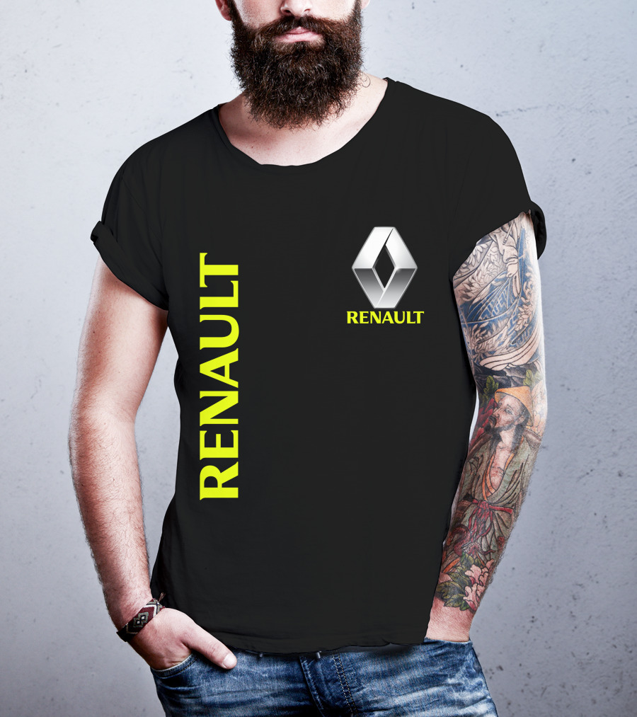 Renault Silver Diamond Logo Black T-Shirt