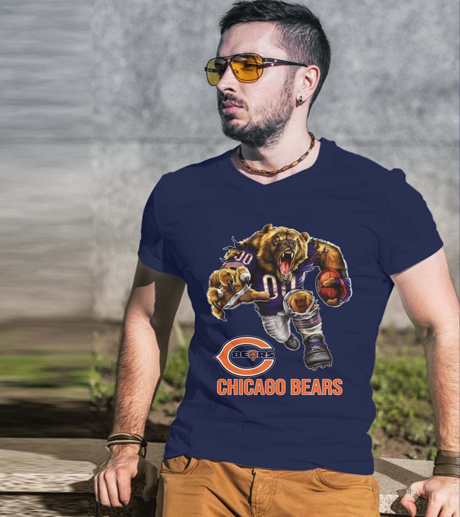 Chicago Bears 00 Roaring Football Beast T-Shirt
