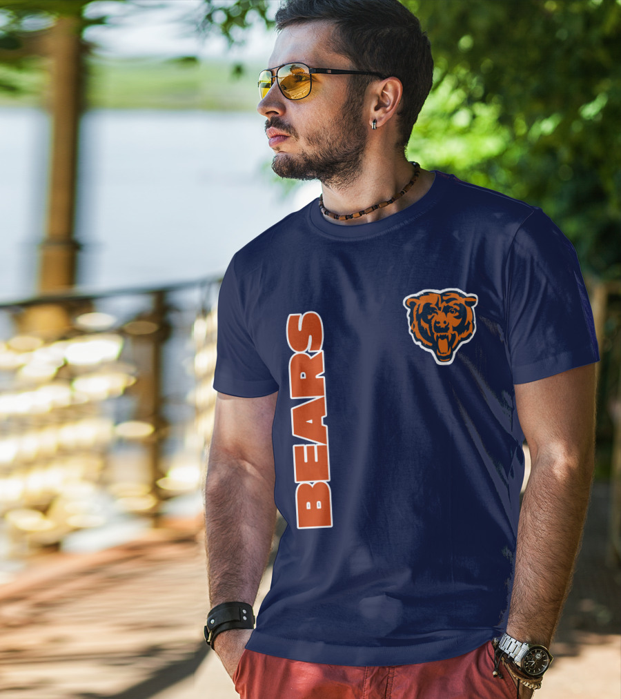Bears Logo Navy Orange Classic Style T-Shirt