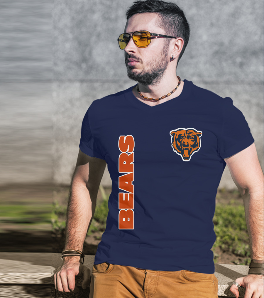 Bears Logo Navy Orange Classic Style T-Shirt