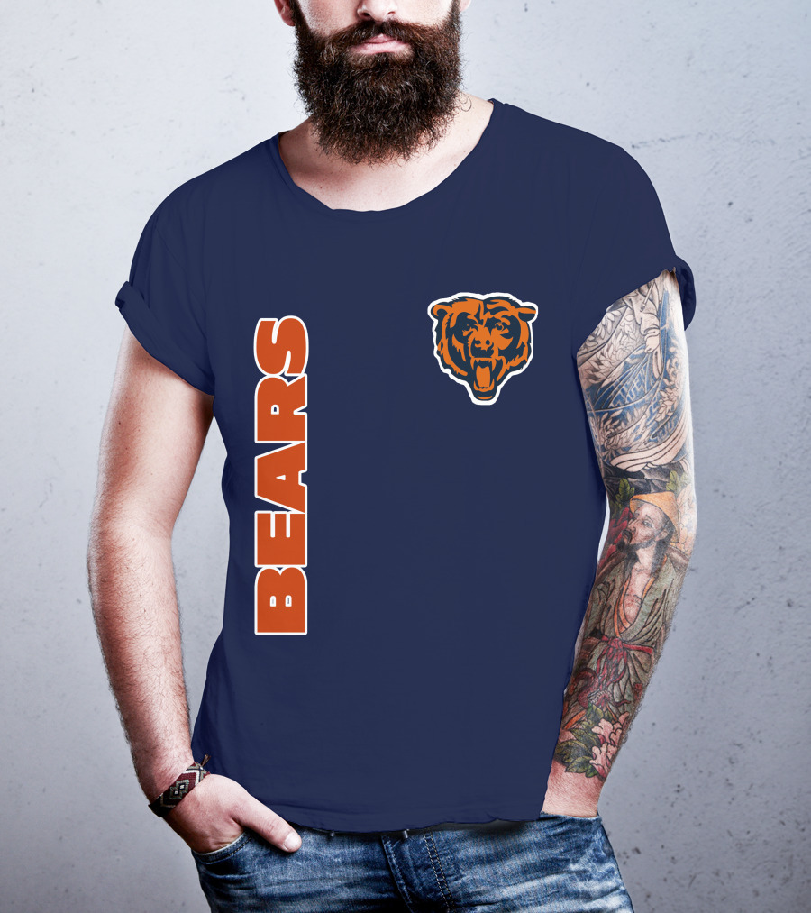 Bears Logo Navy Orange Classic Style T-Shirt