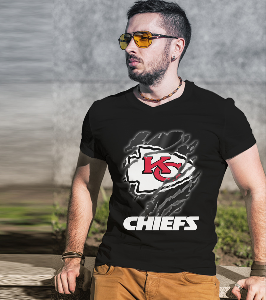 Chiefs Kc Red Emblem With Claw Marks T-Shirt