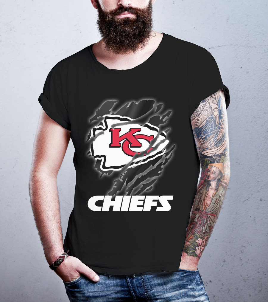Chiefs Kc Red Emblem With Claw Marks T-Shirt