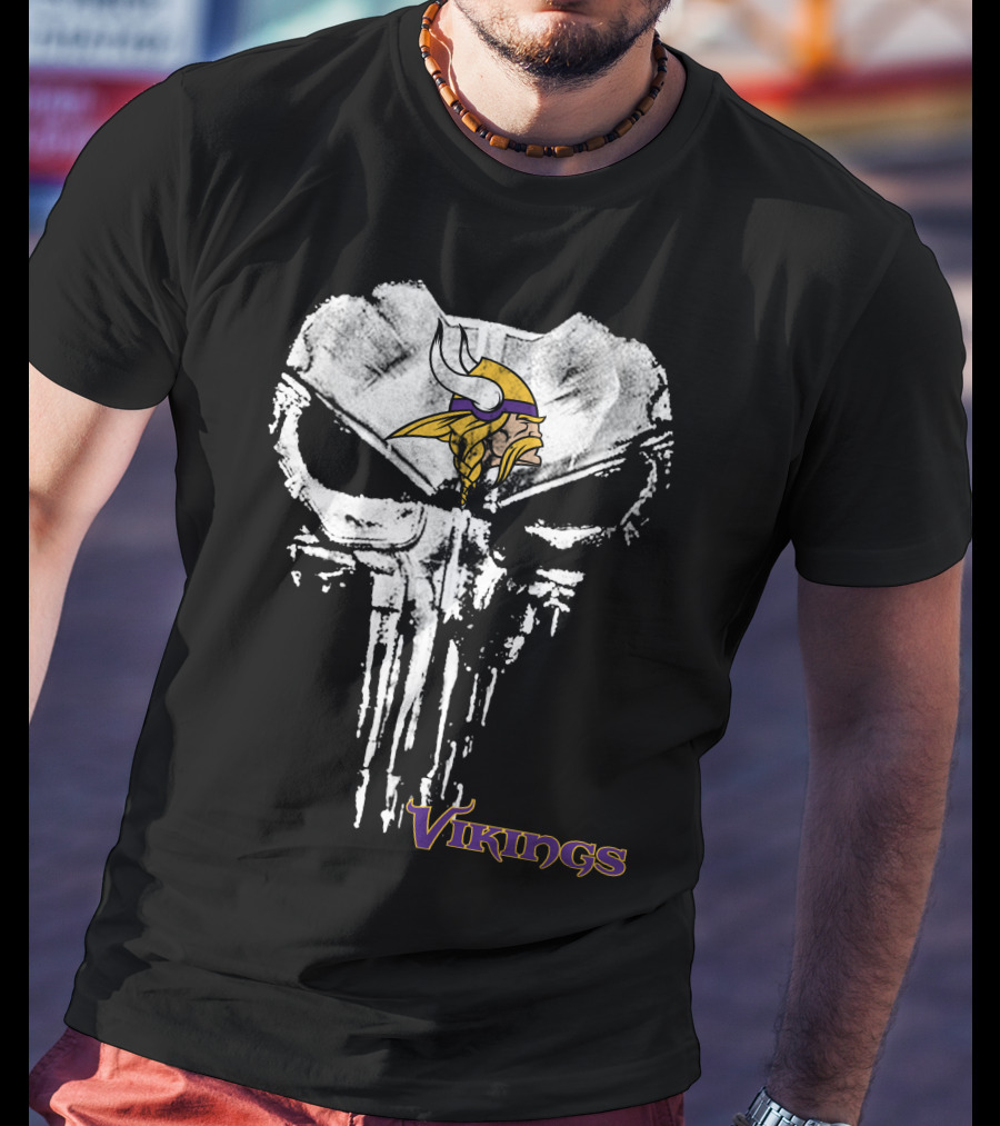 Vikings Punisher Skull Logo Fusion T-Shirt