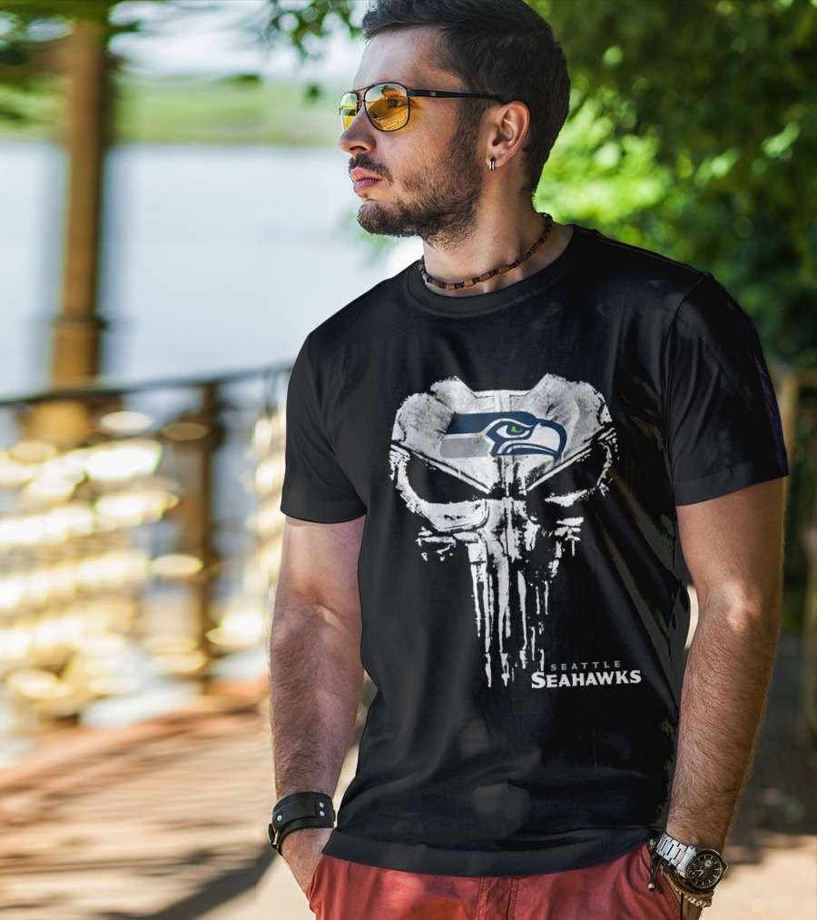Seattle Seahawks Skull Logo Fusion T-Shirt