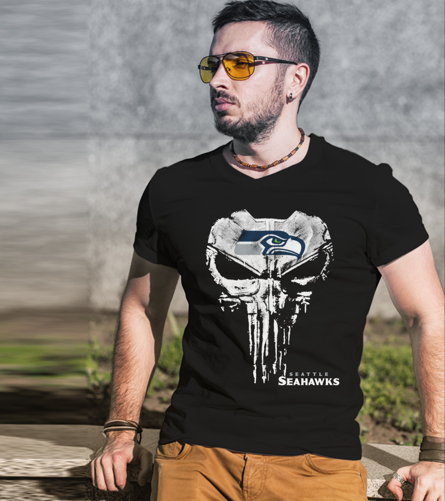 Seattle Seahawks Skull Logo Fusion T-Shirt