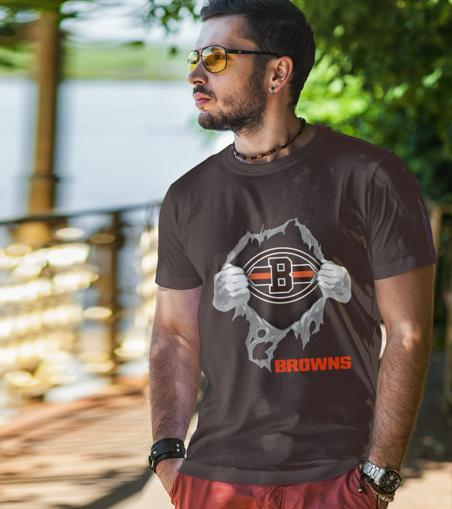 Browns 08 Football Jersey Hands Peeling Effect With B T-Shirt
