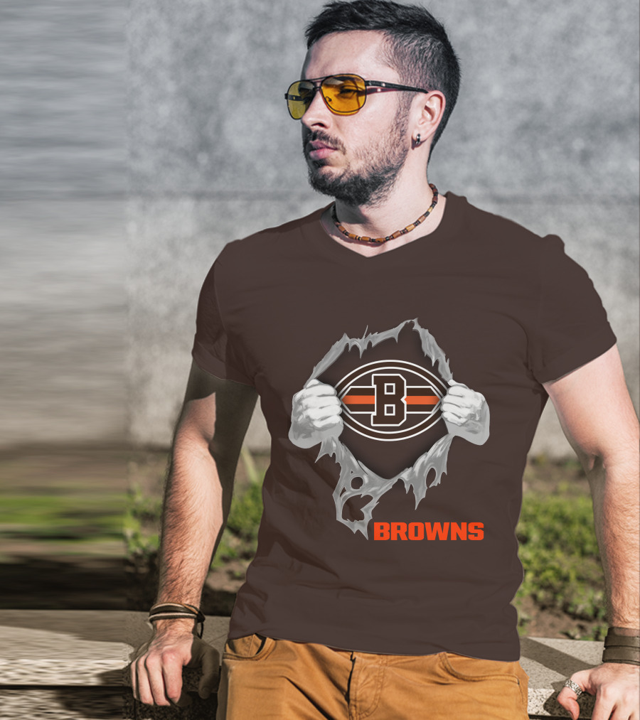 Browns 08 Football Jersey Hands Peeling Effect With B T-Shirt
