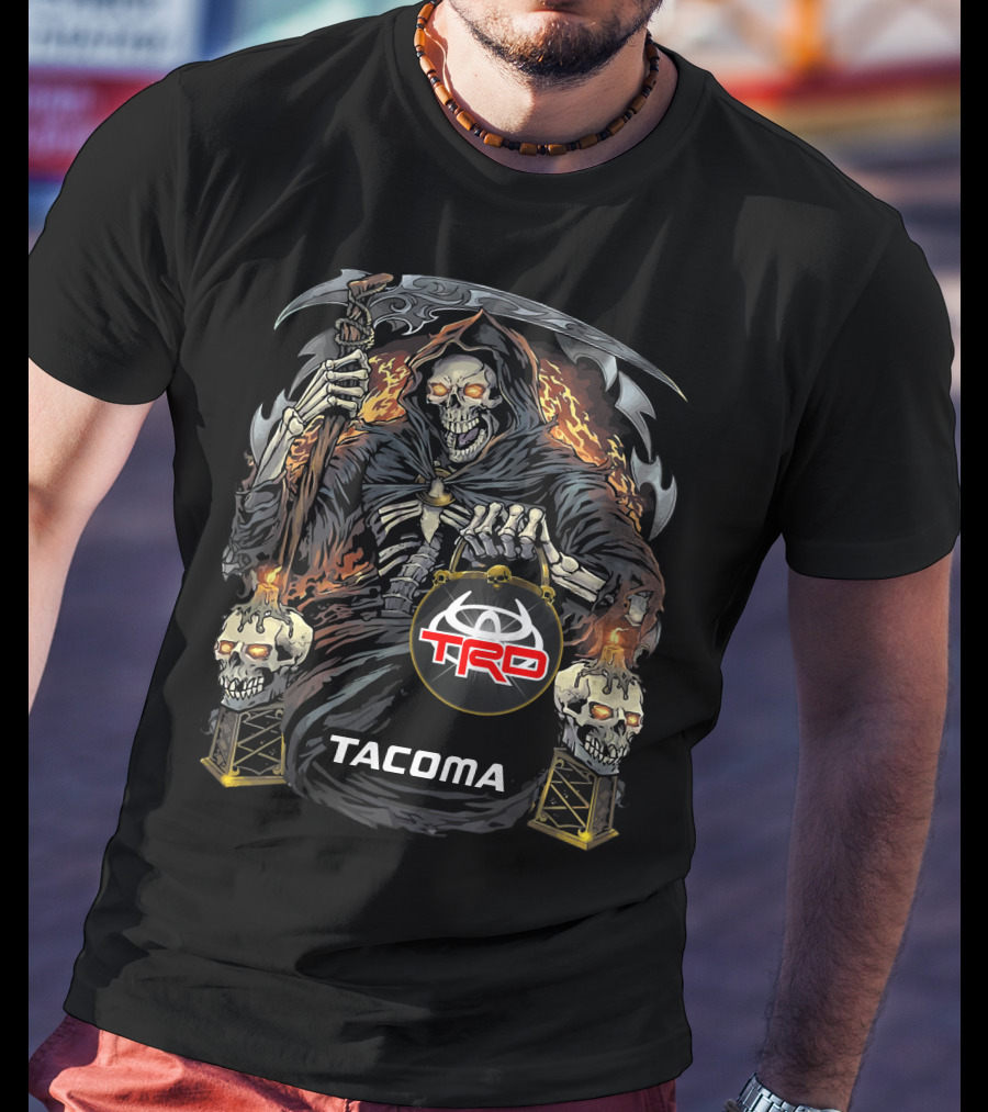 Tacoma Trd Grim Reaper With Flaming Skull And Scythe T-Shirt