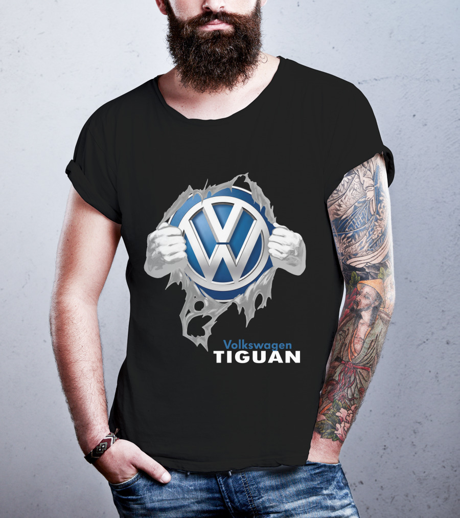 Volkswagen Tiguan 04 Logo Torn Metal Effect T-Shirt