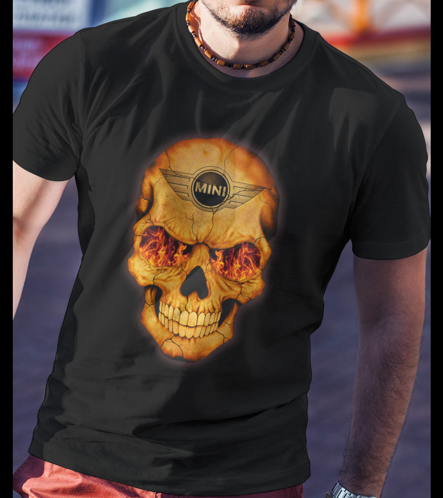 Flaming Skull Mini Logo Eyed T-Shirt