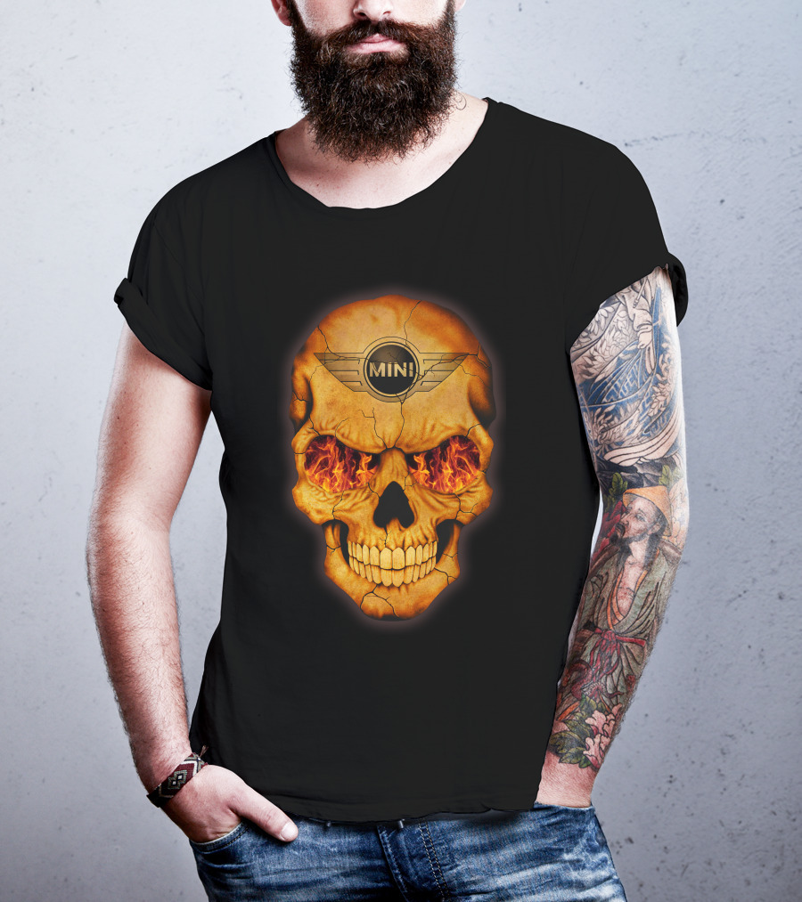 Flaming Skull Mini Logo Eyed T-Shirt