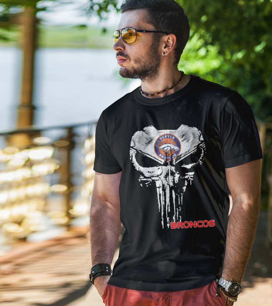 Denver Broncos Skull Logo Broncos T-Shirt