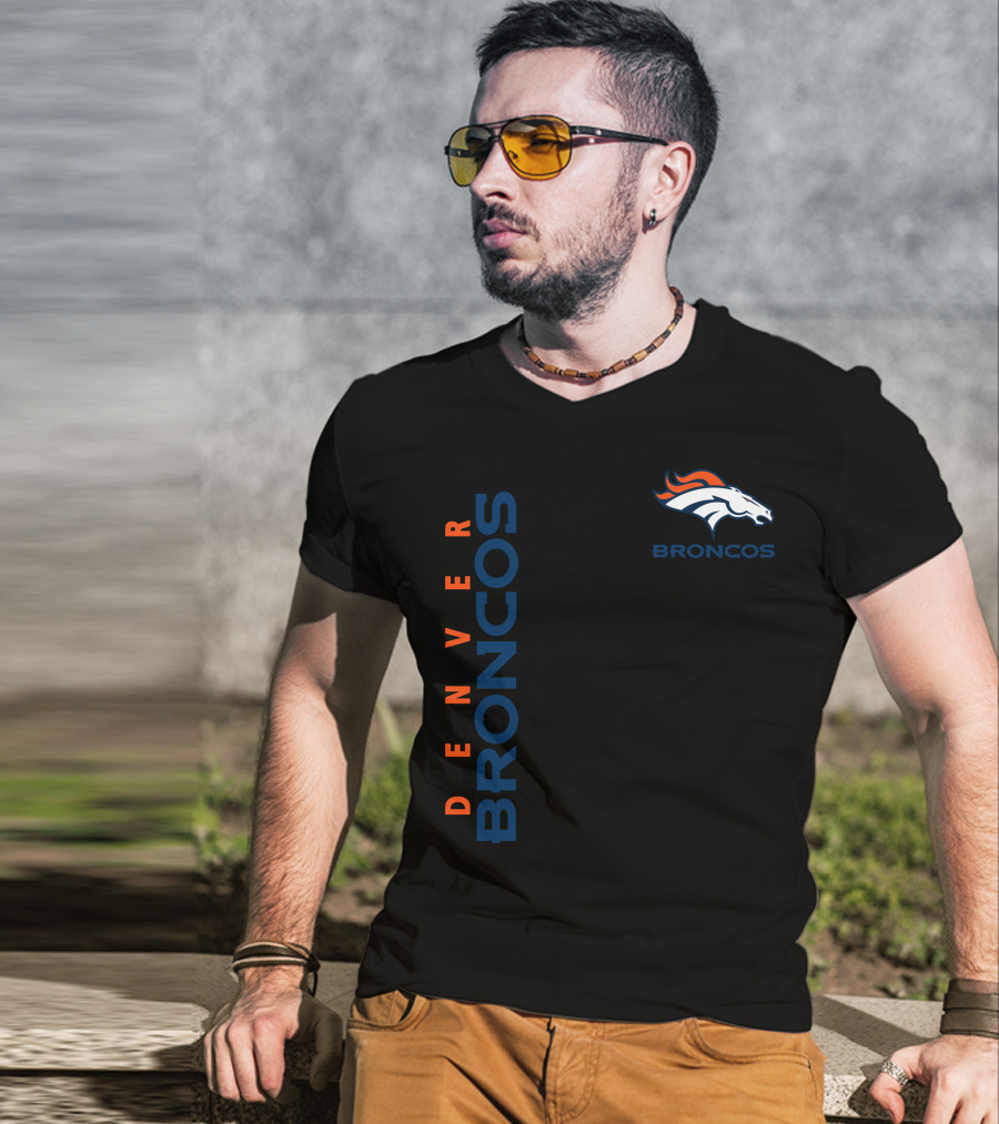 Denver Broncos Logo And Vertical T-Shirt