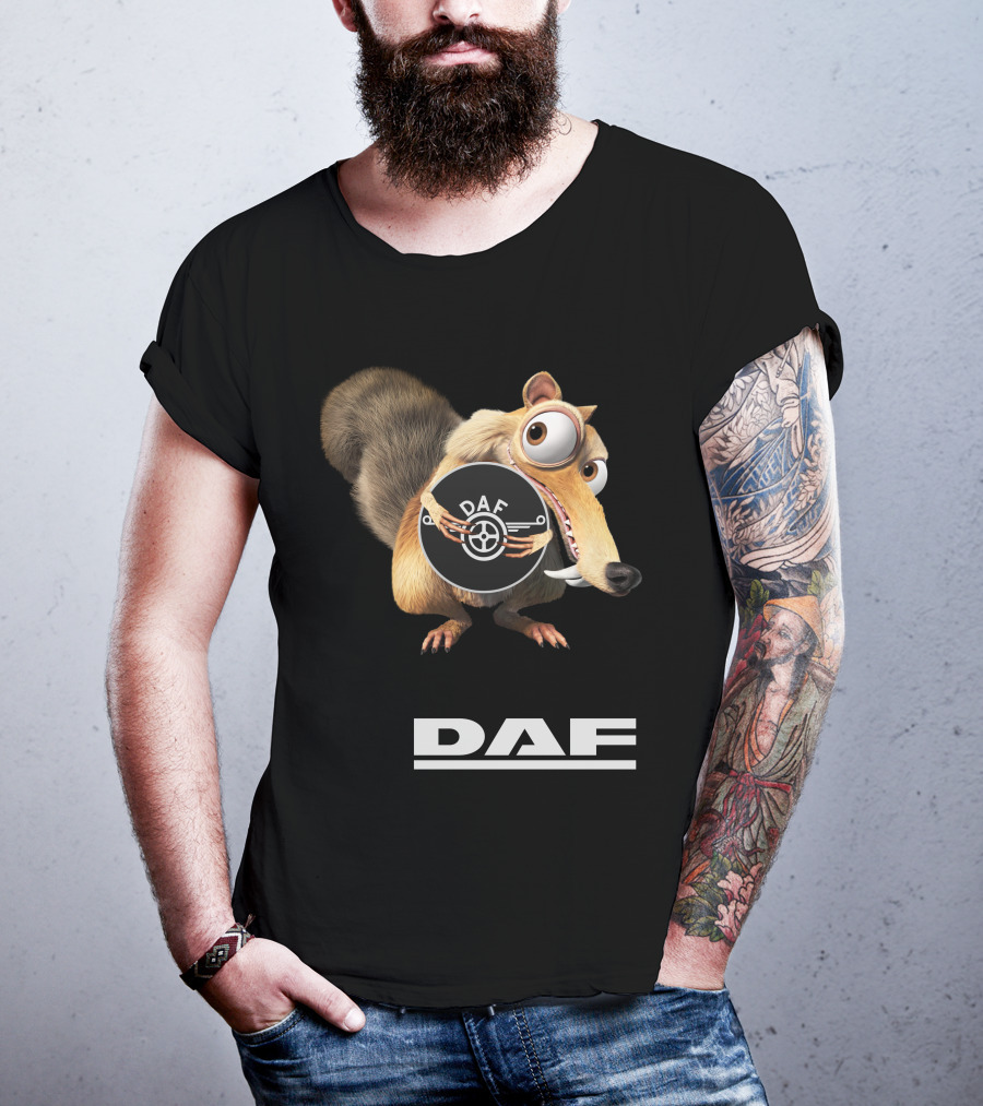 Daf Logo With Ice Age Scrat Character T-Shirt