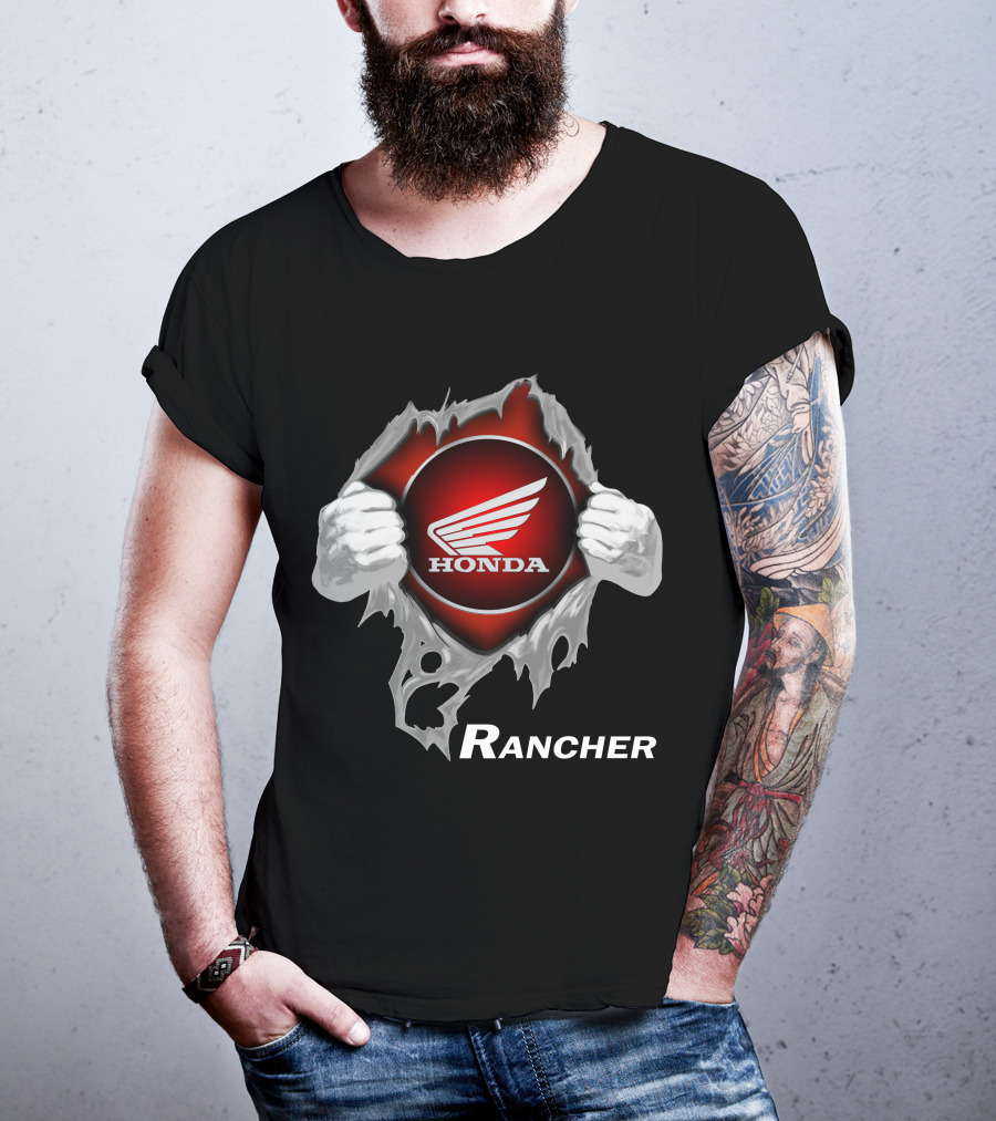 Honda Rancher Motorcycle Logo With Ripping Effect T-Shirt