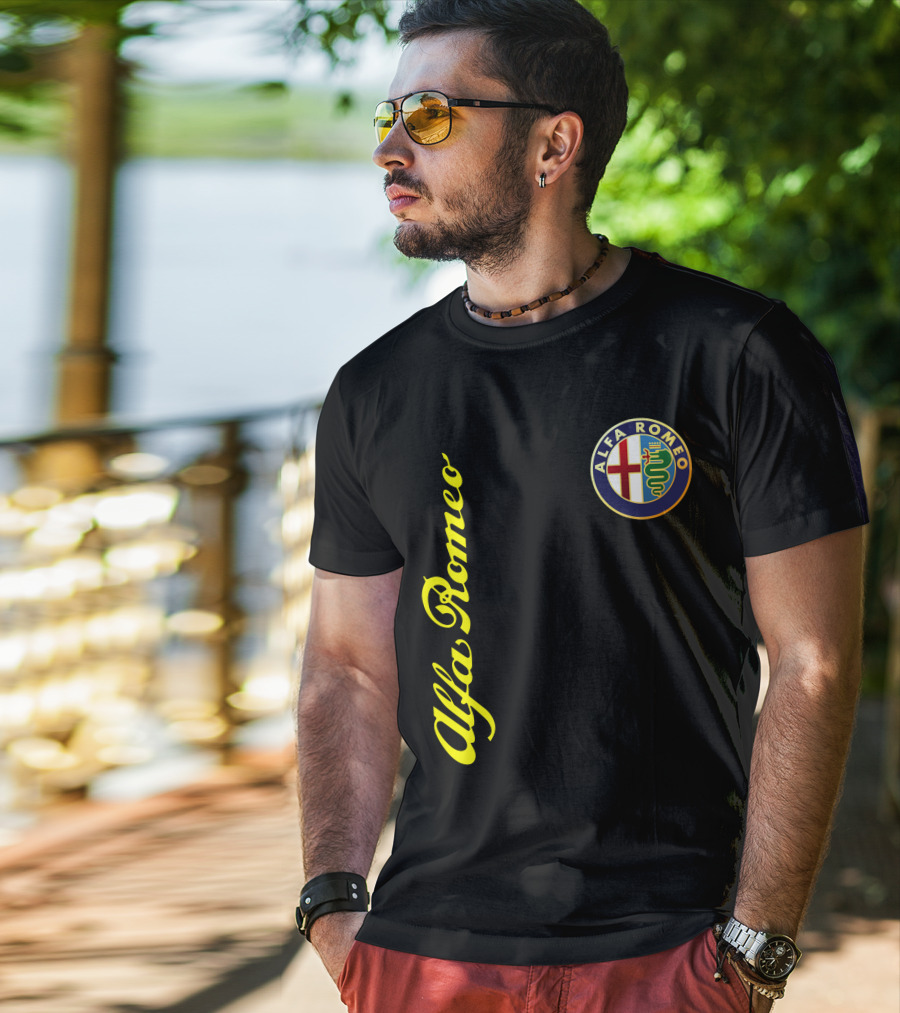 Alfa Romeo Classic Car Logo And Name T-Shirt