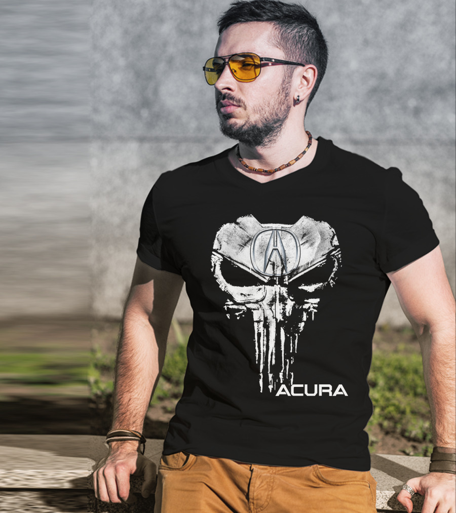 Acura Logo Skull Punisher Style T-Shirt