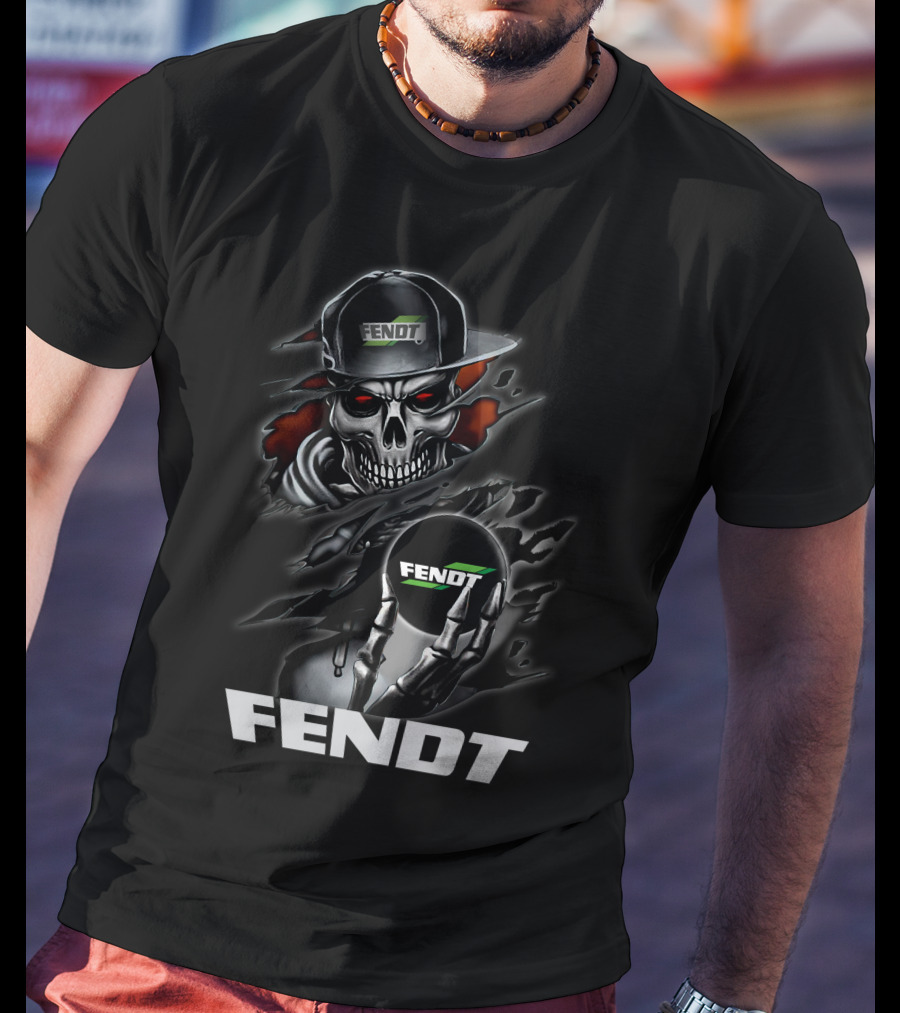 Fendt Skull With Cap And Glove Holding Ball T-Shirt