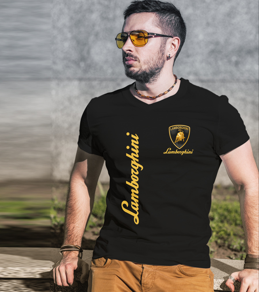 Lamborghini Bull Logo Black And Gold T-Shirt