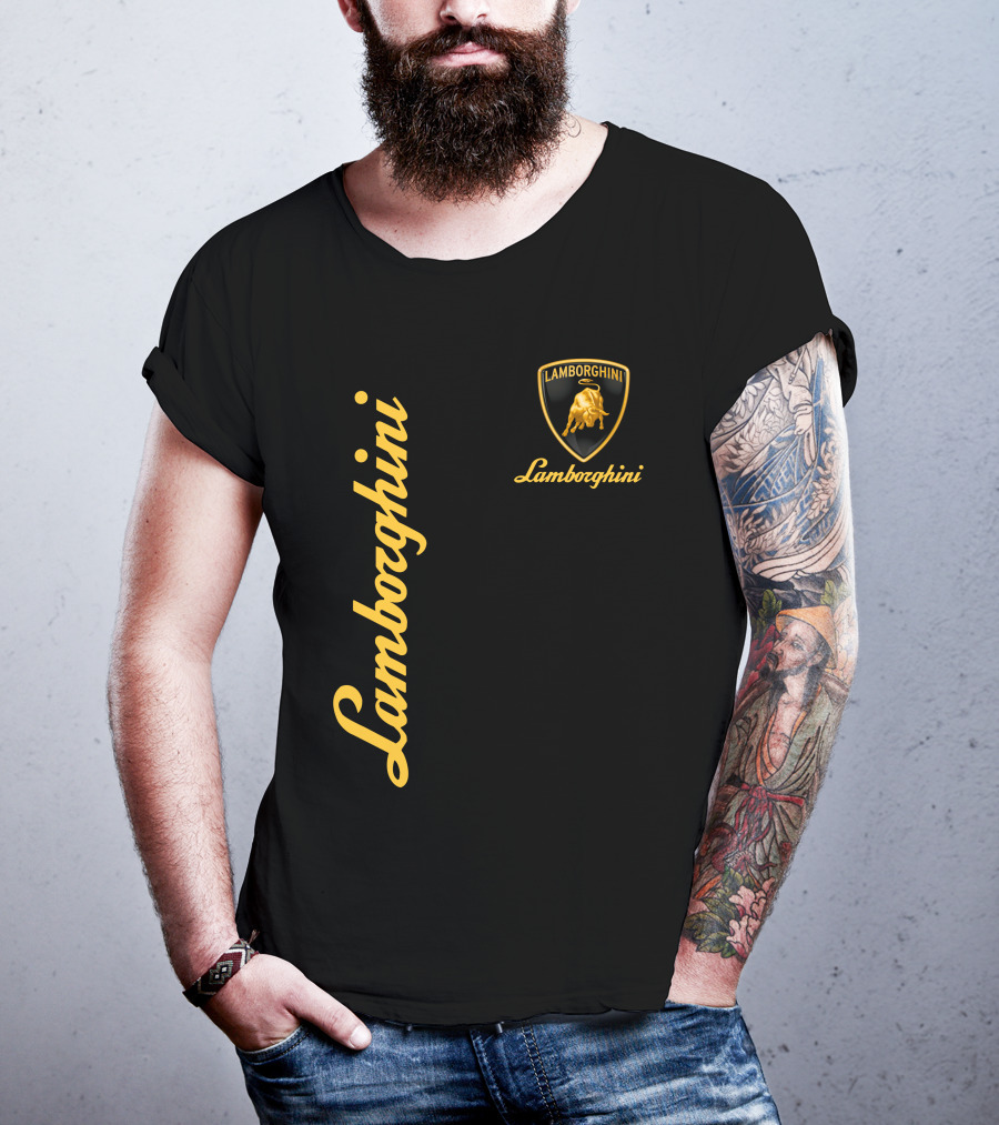 Lamborghini Bull Logo Black And Gold T-Shirt