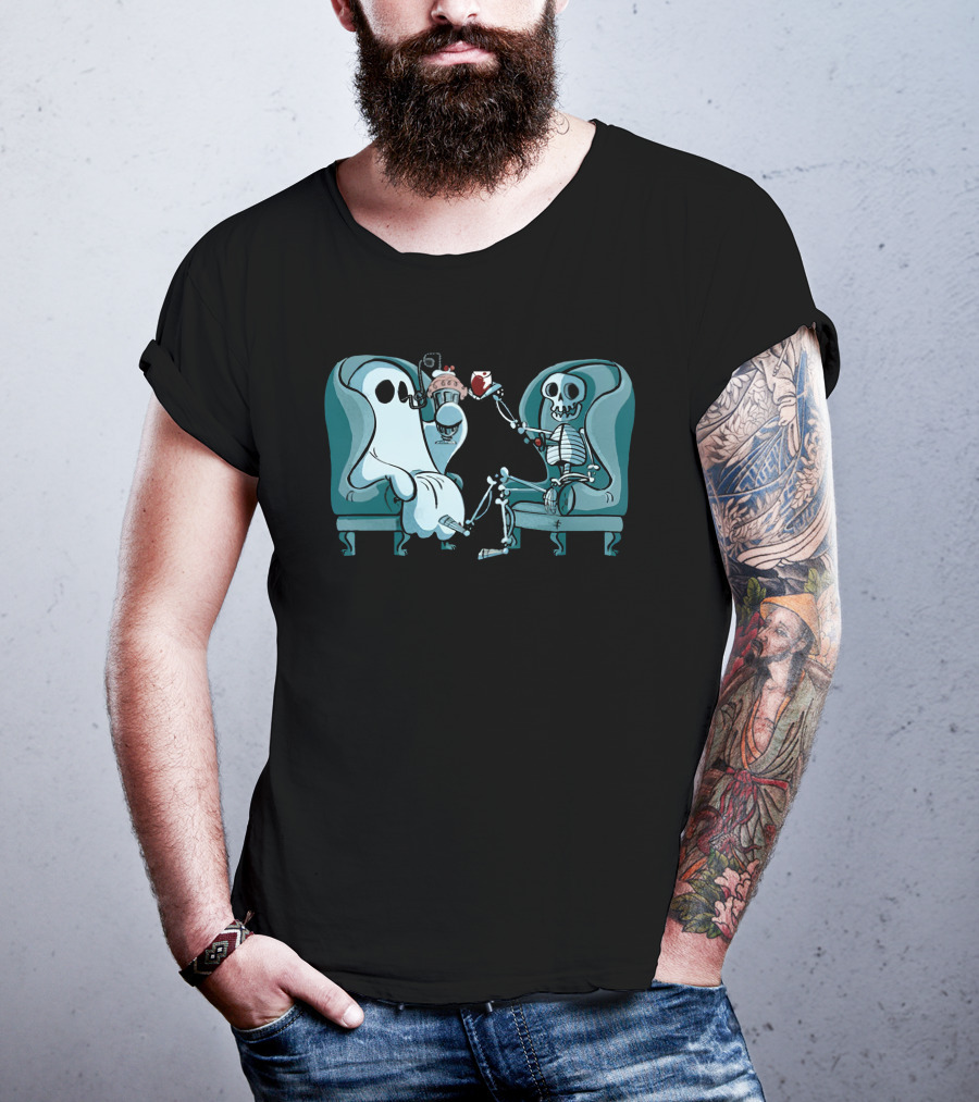 Ghost And Skeleton Cozy Tea Party Atwwd Merch T-Shirt