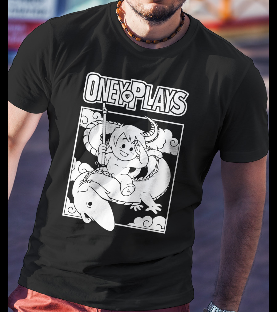 OneyPlays Cartoon Character Riding A Dragon With Spear T-Shirt