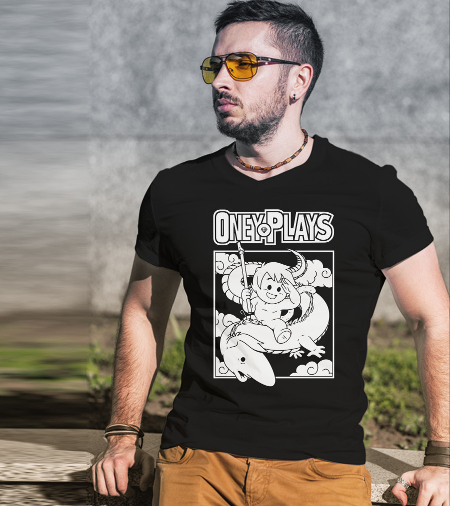 OneyPlays Cartoon Character Riding A Dragon With Spear T-Shirt