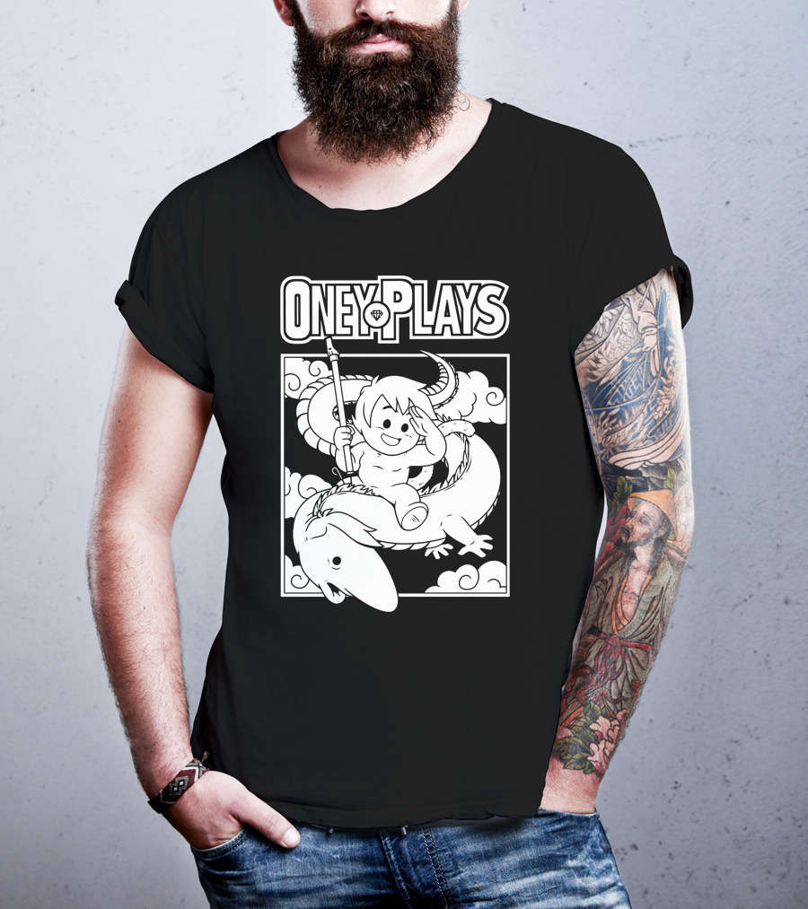 OneyPlays Cartoon Character Riding A Dragon With Spear T-Shirt