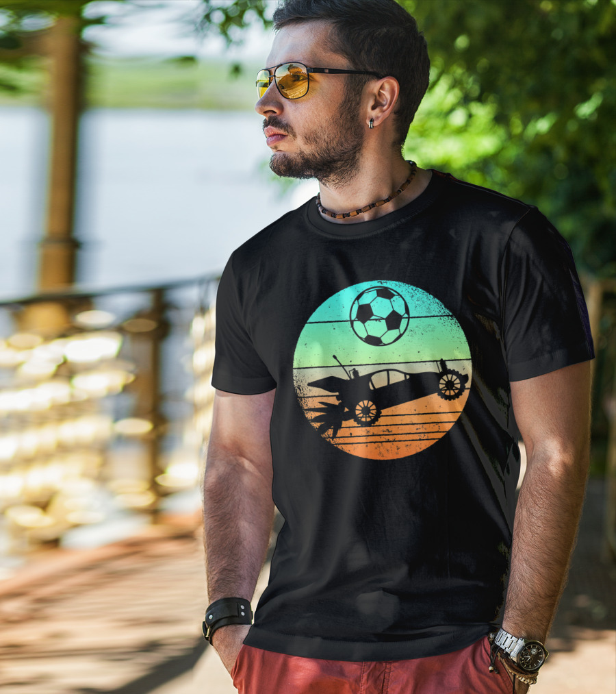 Retro Rocket Soccer Car League Gamer Aesthetic T-Shirt