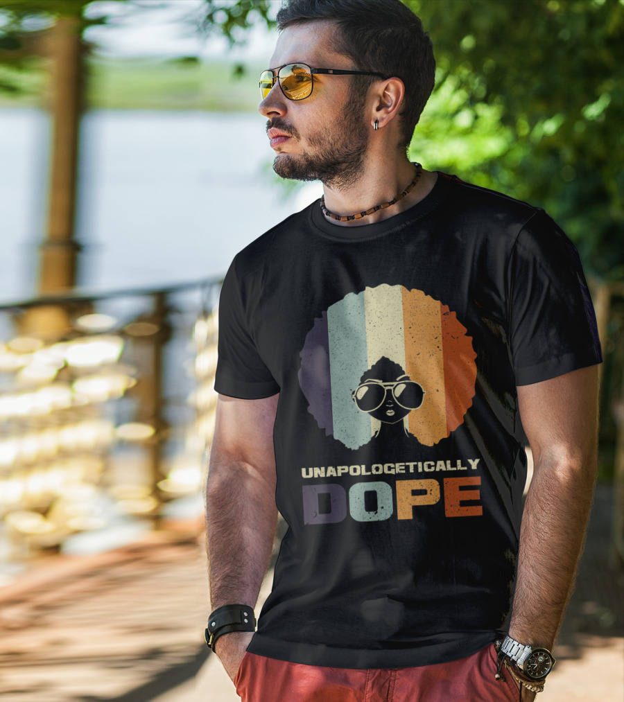Unapologetically Dope Afro Rainbow Stripes Sunglasses T-Shirt