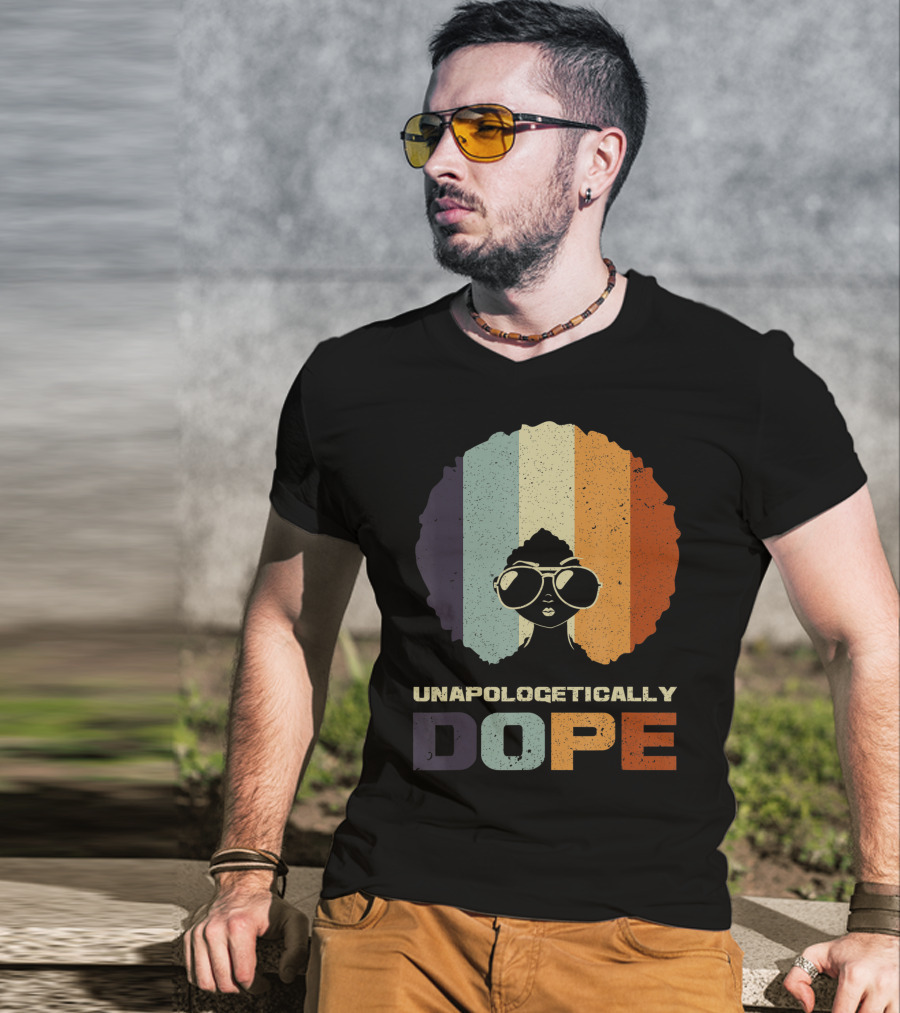 Unapologetically Dope Afro Rainbow Stripes Sunglasses T-Shirt