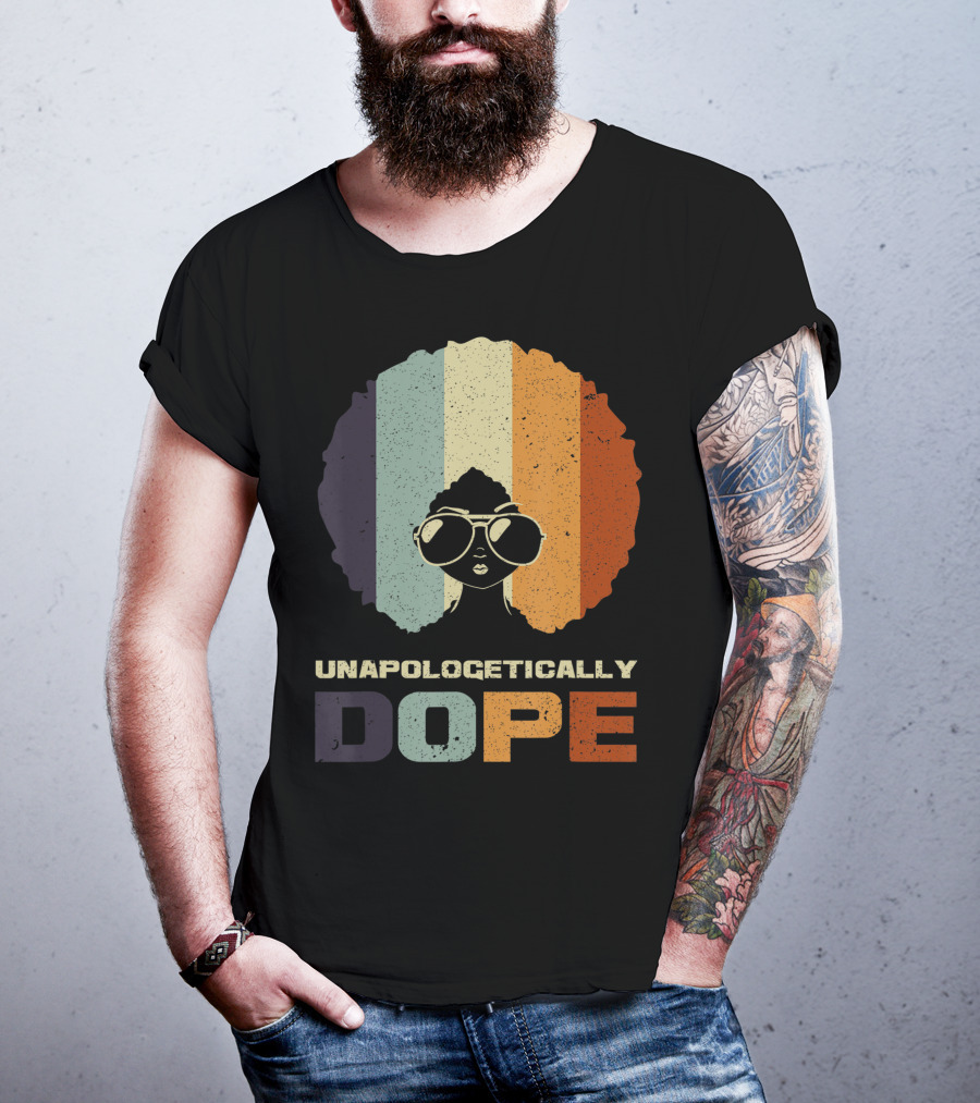 Unapologetically Dope Afro Rainbow Stripes Sunglasses T-Shirt