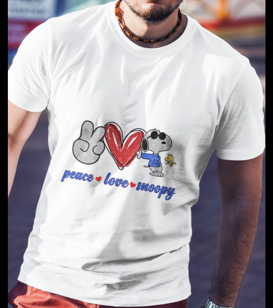 Peace Love Snoopy Woodstock Cool Joe Retro T-Shirt