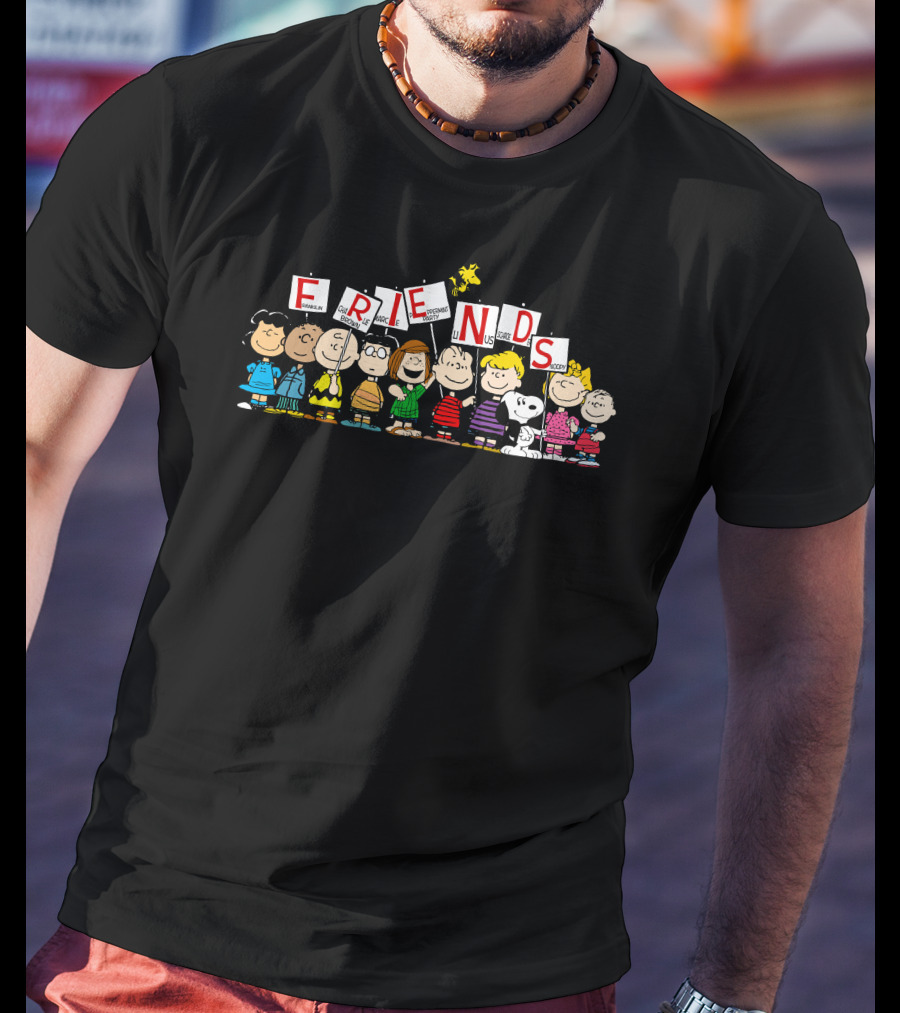 Friends Peanuts Characters Holding Signs T-Shirt