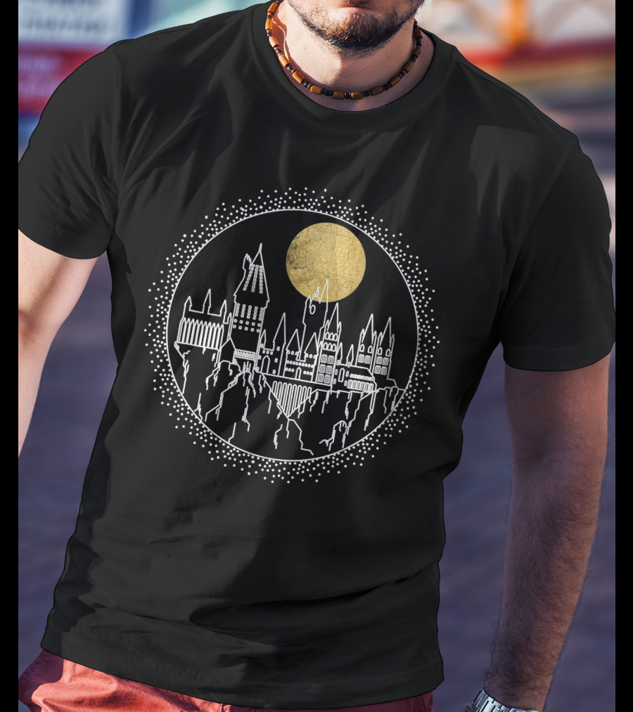 Hogwarts Castle Under Gold Moon Only Today T-Shirt