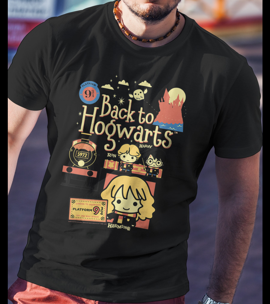 Back To Hogwarts Platform 9¾ Ron Harry Hermione 5972 London To Hogwarts Express T-Shirt