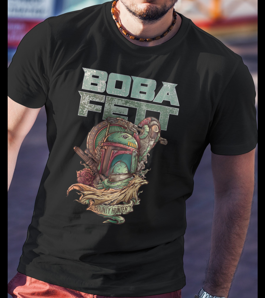 Boba Fett Bounty Hunter Vintage Helmet Artwork T-Shirt