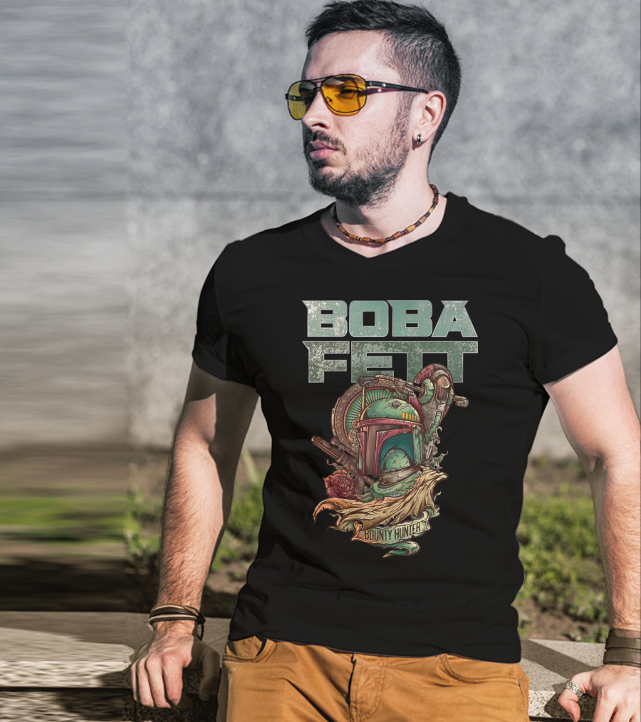 Boba Fett Bounty Hunter Vintage Helmet Artwork T-Shirt