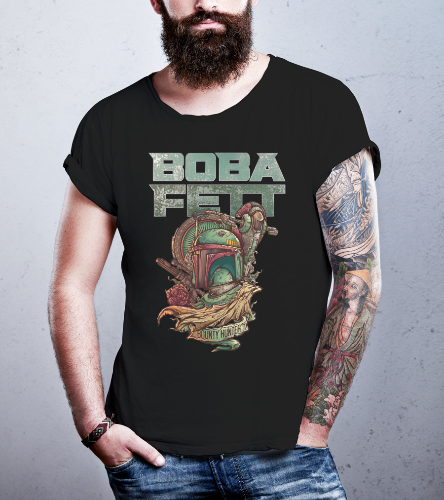 Boba Fett Bounty Hunter Vintage Helmet Artwork T-Shirt