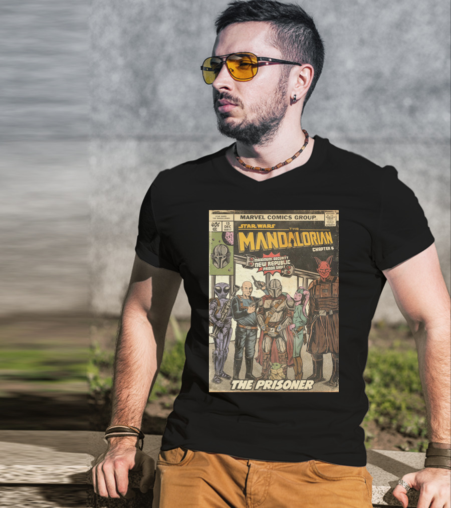 Star Wars The Mandalorian Chapter 6 Marvel Comics Group The Prisoner Maximum-Security New Republic Prison Ship T-Shirt