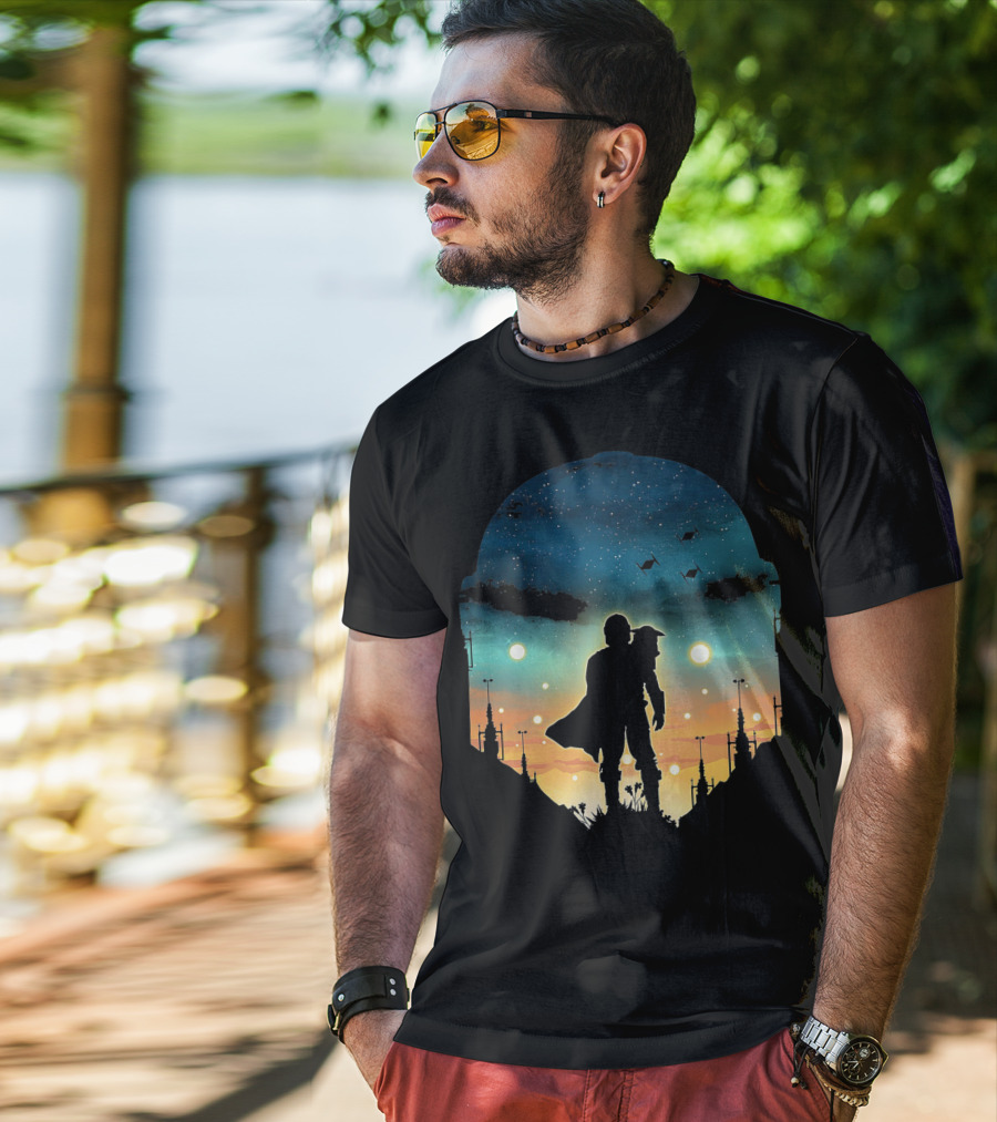 Only Today Lone Mandalorian Starry Sunset Adventure T-Shirt