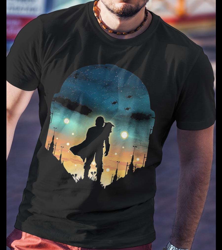 Only Today Lone Mandalorian Starry Sunset Adventure T-Shirt