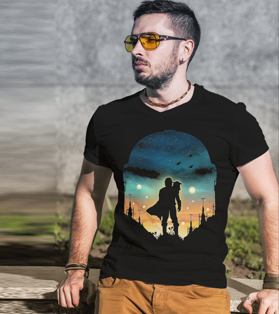 Only Today Lone Mandalorian Starry Sunset Adventure T-Shirt