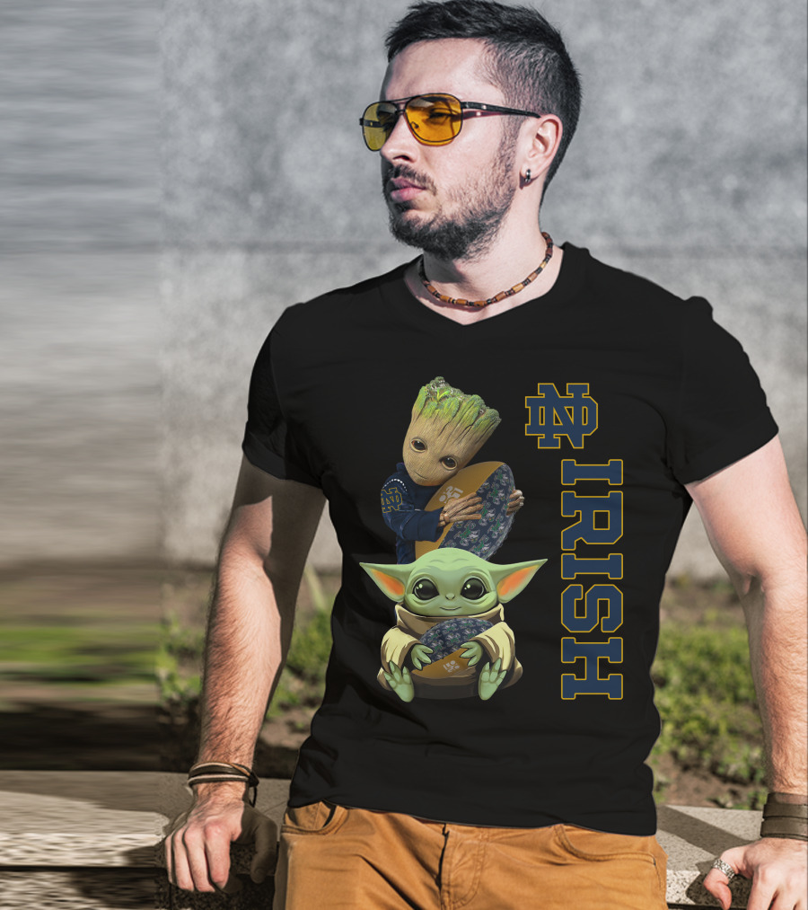 Groot Baby Yoda Notre Dame Fighting Irish Football T-Shirt