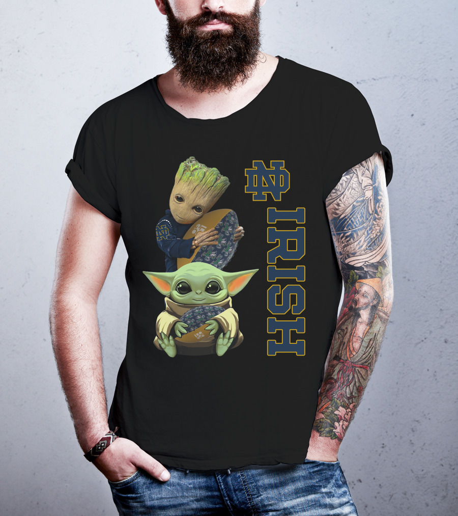 Groot Baby Yoda Notre Dame Fighting Irish Football T-Shirt