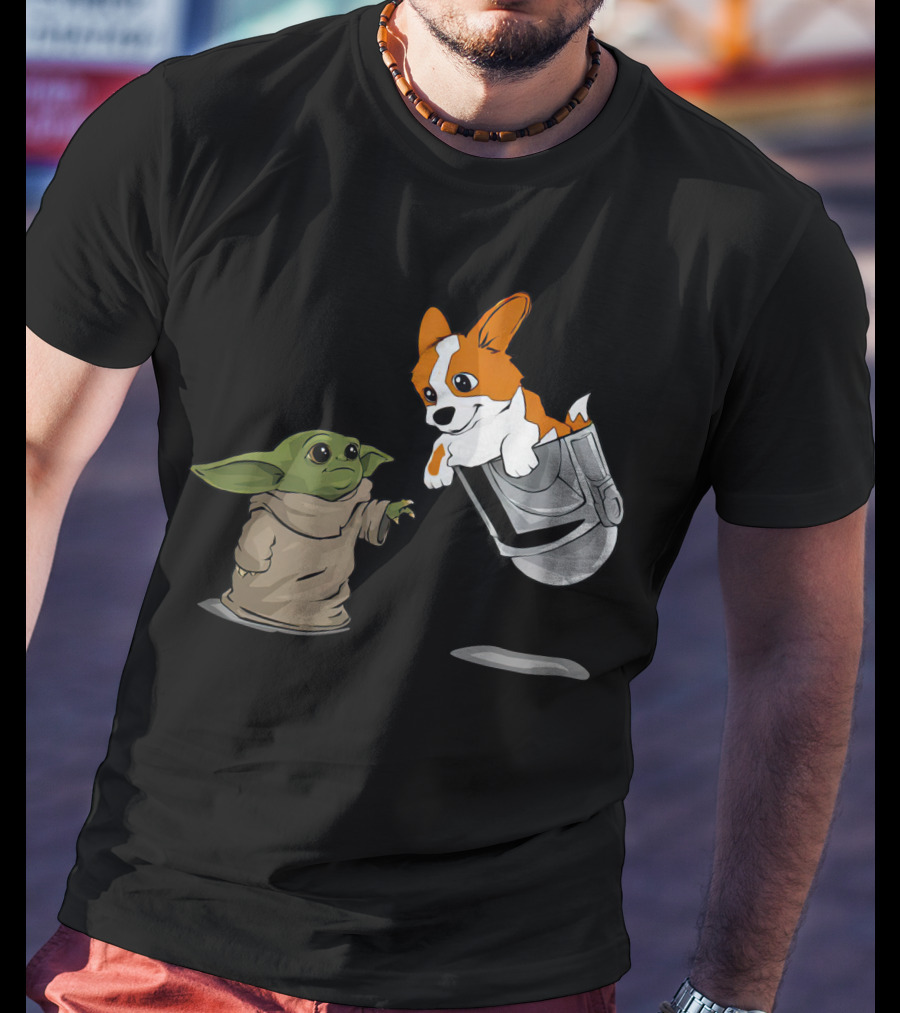Cute Corgi With Baby Alien Companion T-Shirt