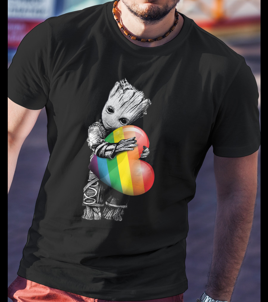Only Today Cute Tree Creature Hugging Rainbow Heart T-Shirt